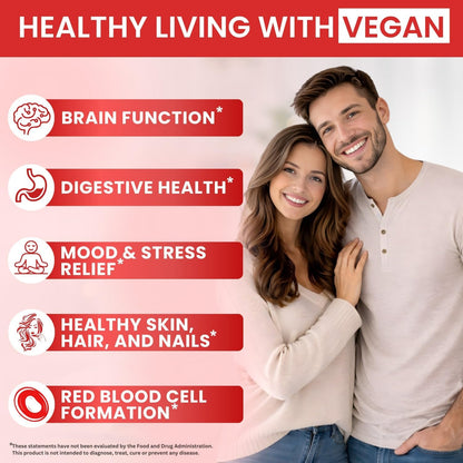 Vegan Vitamin B12 with B Complex 20 mg - Extra Strength for Men and Women - Raspberry Liquid Drops | Made in USA, B1, B2, B3, B5, B6, Biotin, Folic Acid & B12 Methylcobalamin | 4 Months Supply