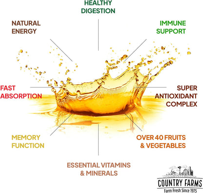 Country Farms Liquid Multivitamin – Vitamins & Minerals for Immune Support and Energy, Herbal Blend, Vegan, Gluten-free, Tropical Fruit Flavour, 946 ml