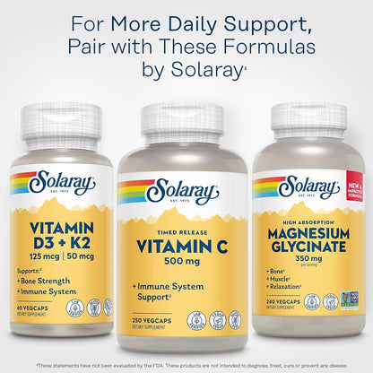 SOLARAY Vitamin C 500mg, Two-Stage Timed Release with Rose Hips and Acerola, 250 Veg Caps