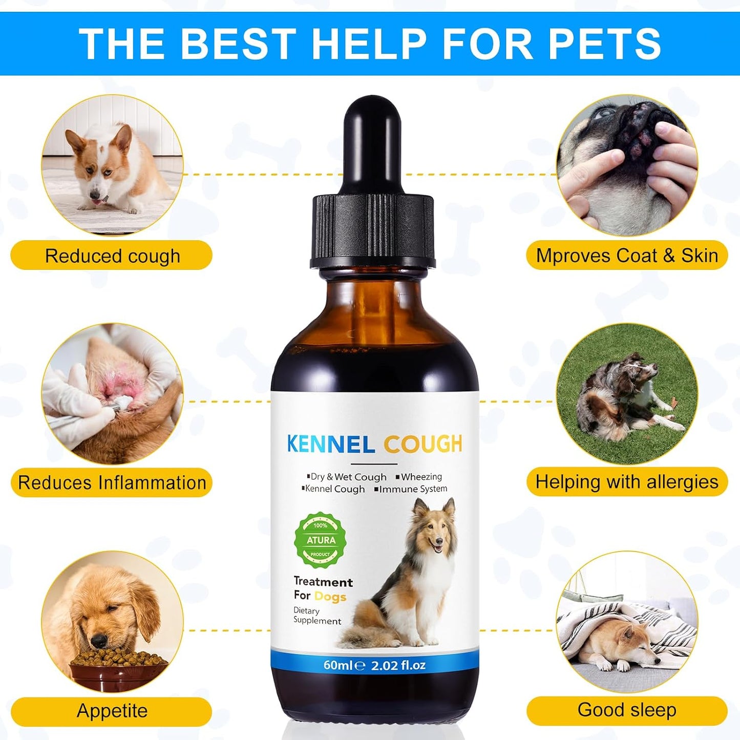 Dog Cough Support - Kennel Cough Drops for Dogs, 100% Natural Cough Supplement for Dogs, Allergy Support for Dogs, Herbal Drops for All Breeds & Sizes - görsel 2