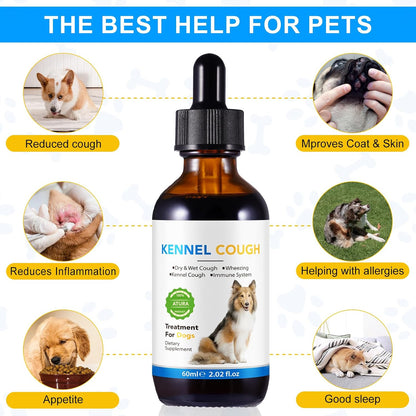 Dog Cough Support - Kennel Cough Drops for Dogs, 100% Natural Cough Supplement for Dogs, Allergy Support for Dogs, Herbal Drops for All Breeds & Sizes
