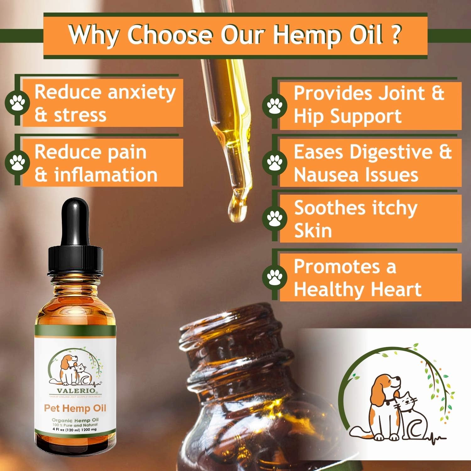 Valerio Pets Hemp Oil for Dogs and Cats (118 ml) - görsel 3