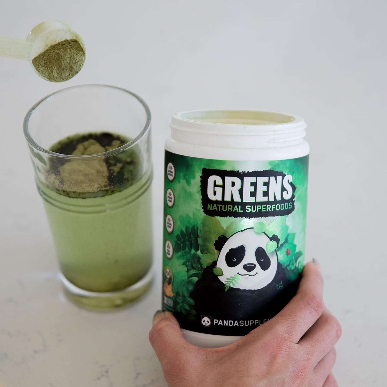 Panda Natural Greens Superfood - Pineapple (390 g) | Organic Greens, Reds, Golds, Probiotics, Ashwagandha, Lion's Mane - görsel 8