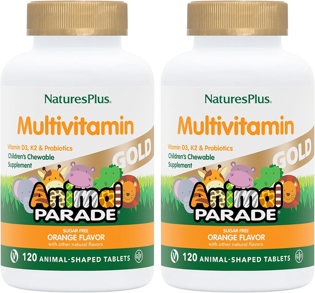 NaturesPlus Animal Parade Gold Children's Multivitamin - Grape Flavour - 120 Chewable Tablets (Pack of 2) - Vegan, Gluten-free - görsel 7