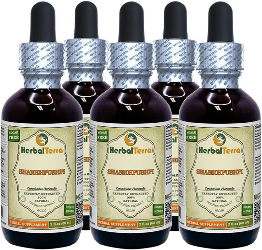 Shankhpushpi (Horseshoe Vitex) Liquid Extract – 2 fl oz (Pack of 5)