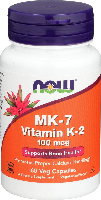 NOW Foods MK-7 Vitamin K-2 100 mcg, 60 Vegan Capsules