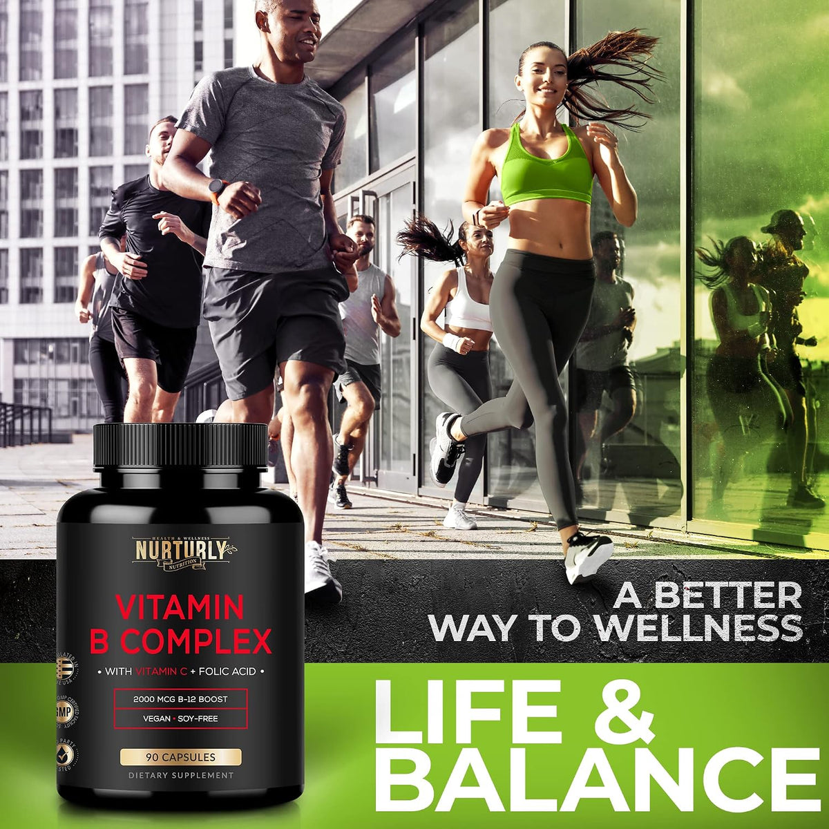 Vitamin B Complex with Vitamin C – Essential B Vitamins for Energy Release, Immune Function & Psychological Wellbeing (90 Capsules) - görsel 6