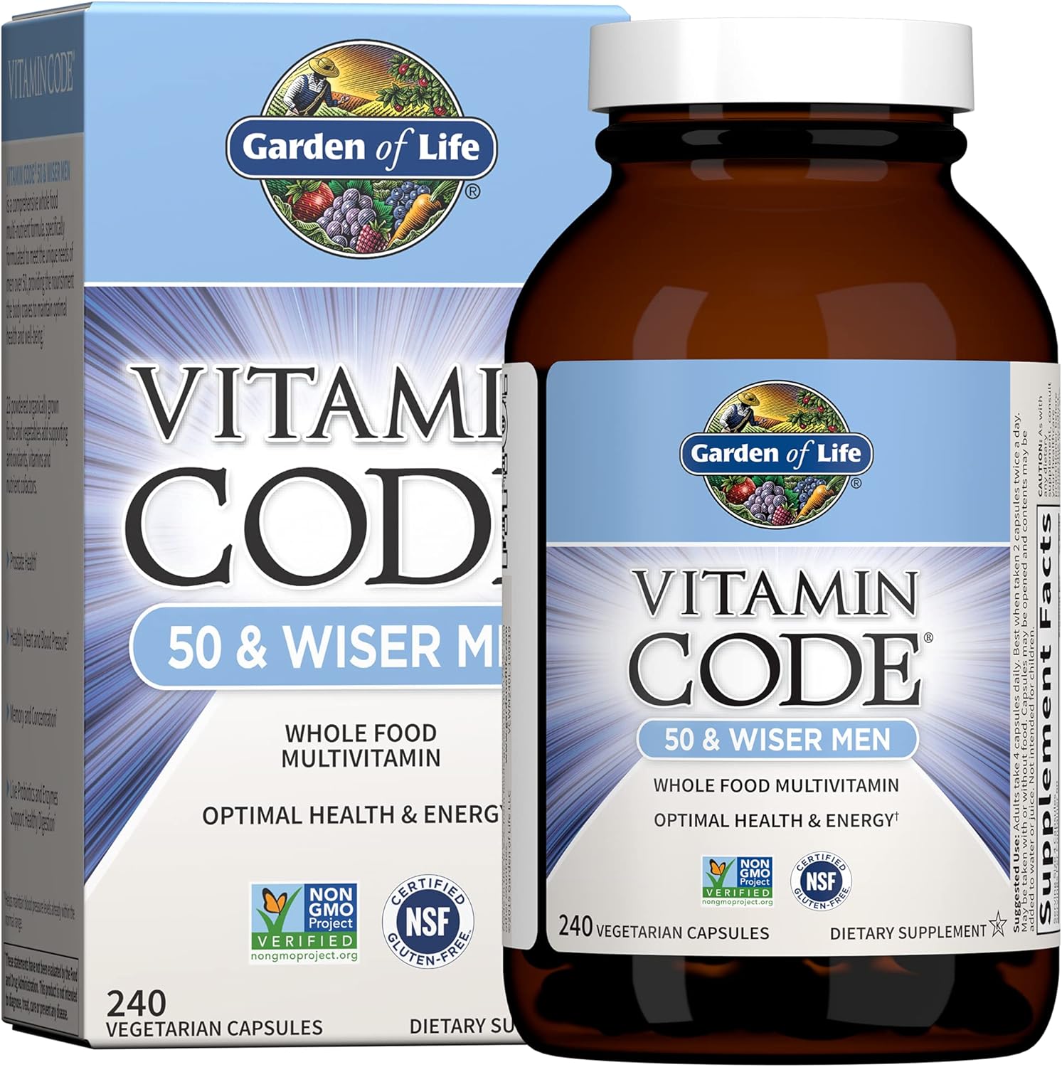 Garden of Life Vitamin Code Men 50 & Wiser Multivitamin with Probiotics, 240 Capsules - görsel 1