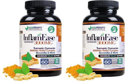 The Original InflamEase Day or Night Uses, 3000 mg Triple Strength, 60 Capsules