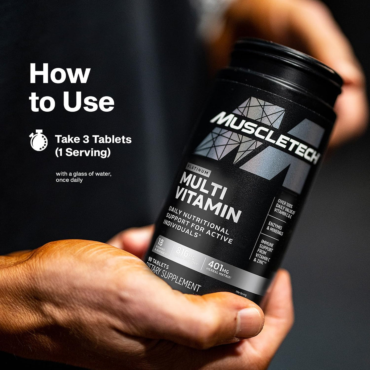 MuscleTech Platinum Multivitamin - Daily Multivitamin Supplement for Immune Function - 18 Vitamins & Minerals - 90 Capsules - görsel 6