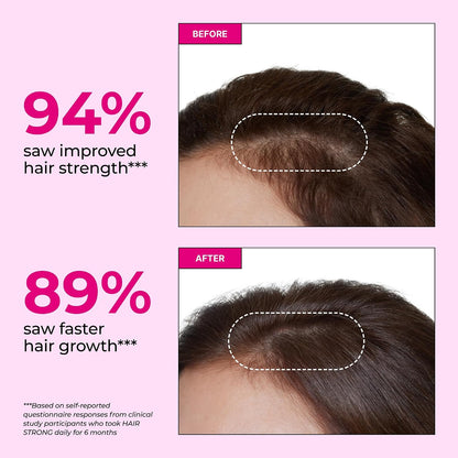 HUM Hair Strong Hair Support Gummies with Biotin, Zinc, Vitamin B12, Folic Acid - 60 Gummies