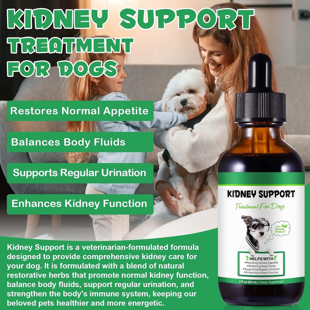Kidney Support for Dogs - Herbal Liquid Drops, 60ml - görsel 3