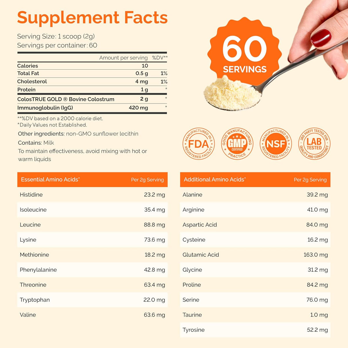 Bovine Colostrum Powder – First-Day Milking for Immune & Gut Support – 60 Servings - görsel 7
