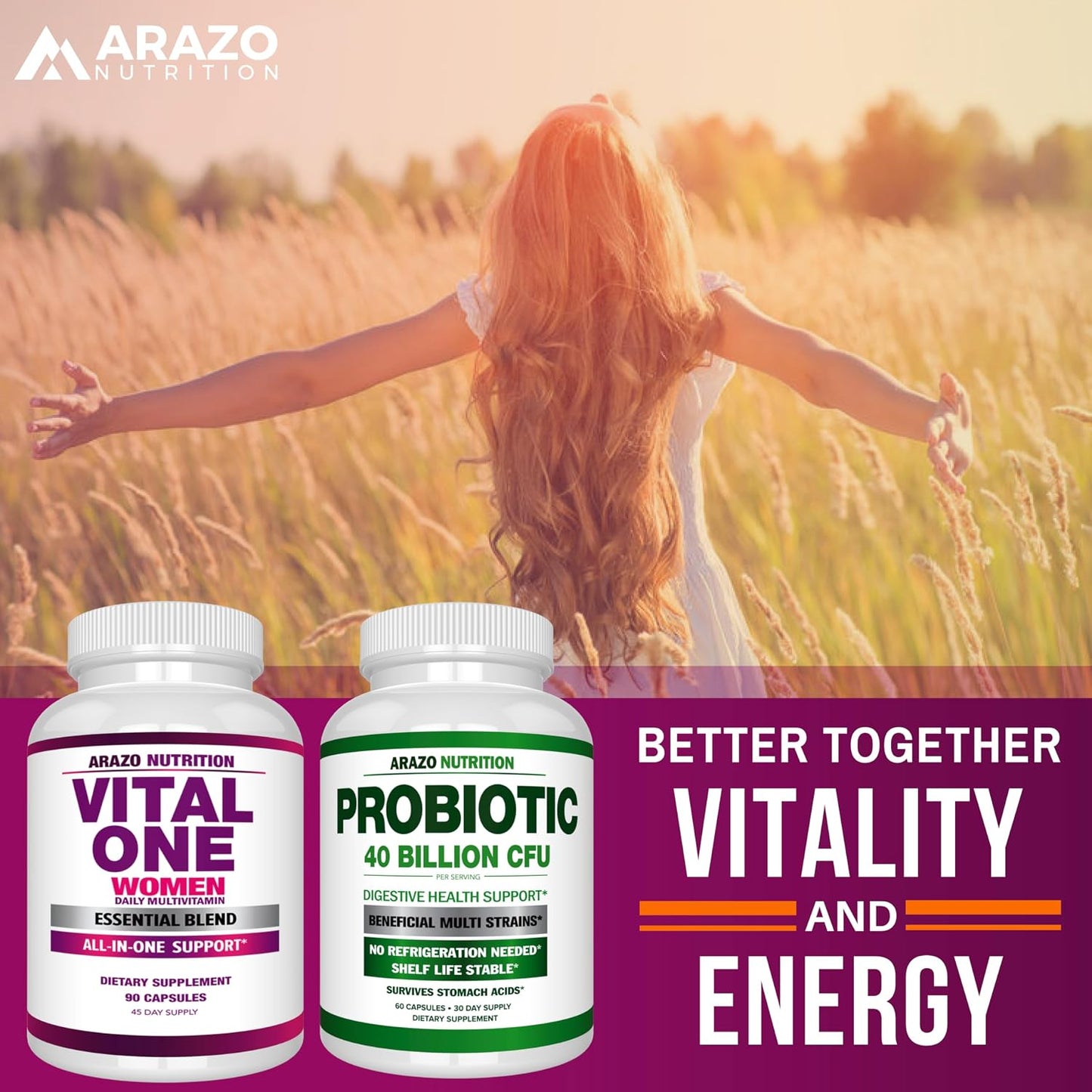 Arazo Nutrition Vital One Multivitamin for Women - Daily Wholefood Supplement - 90 Vegan Capsules - görsel 6