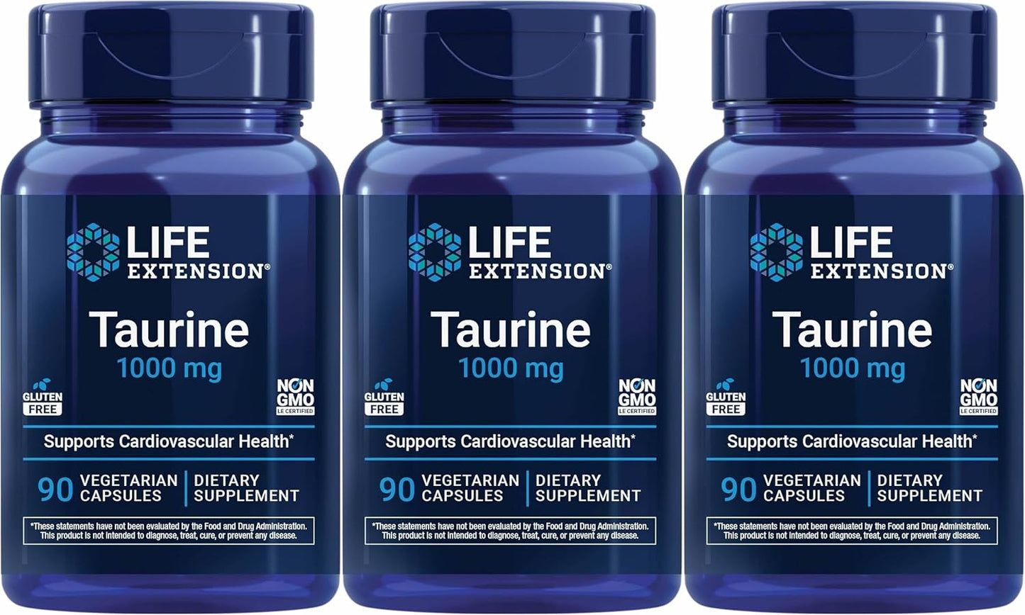 Life Extension Taurine 1,000 mg, 90 Vegetarian Capsules (Pack of 3) - görsel 1
