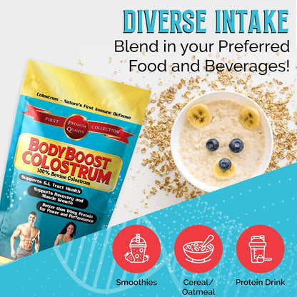 BodyBoost Whole Colostrum, 100% Bovine Colostrum Powder, Immune Support with Immunoglobulin and Lactoferrin, Grass Fed Colostrum for Gut Health, 454 g