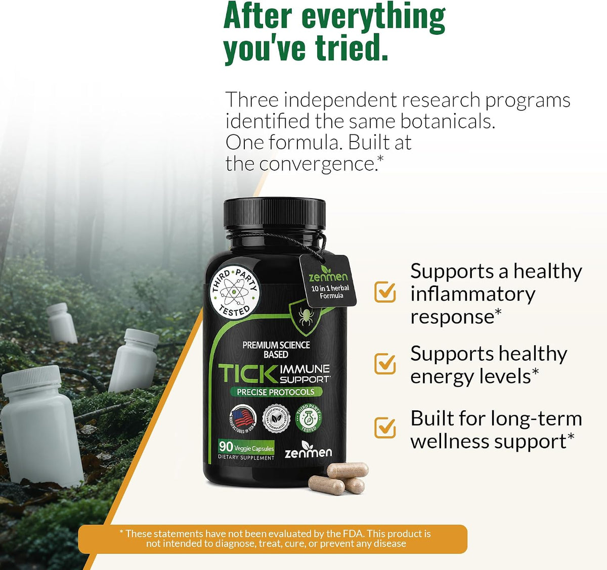 Zenmen Tick Immune Support Supplement - Improved Formula - 90 Vegan Capsules - görsel 2