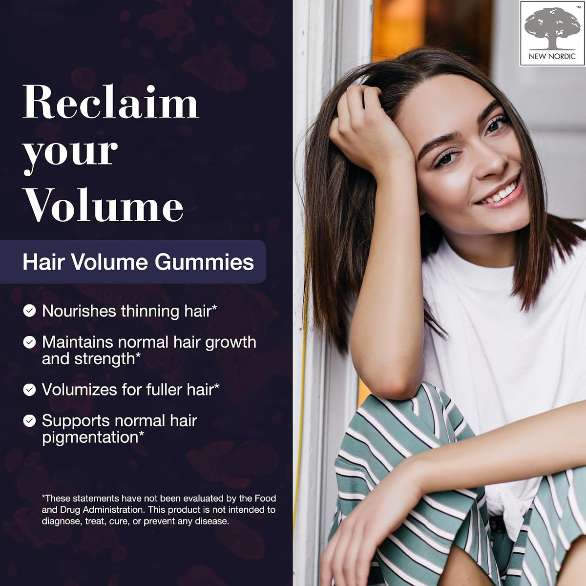 NEW NORDIC Hair Volume Daily Biotin Support Gummies - 180-Day Supply (3 Pack) - görsel 2