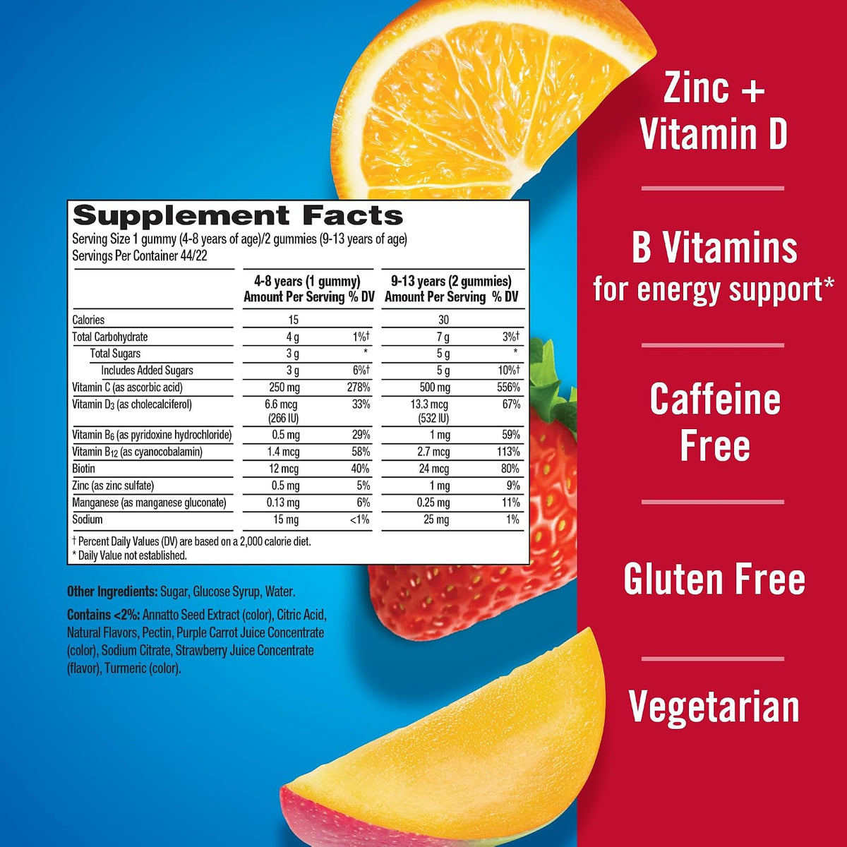 Emergen-C Kidz Immune+ Vitamin C Gummies, Fun-Tastic Fruit, 44 Count - görsel 6