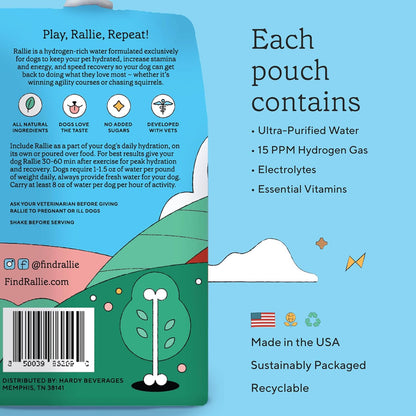 Rallie Peanut Butter Flavoured Hydrogen Water for Dogs with Electrolytes, Glucosamine, and B Vitamins - 500ml 6 Pack