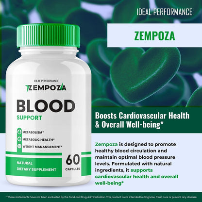 Zempoza Blood Formula Food Supplement Capsules - Maximum Strength with Vitamin C, Zinc & Cinnamon (Pack of 5)