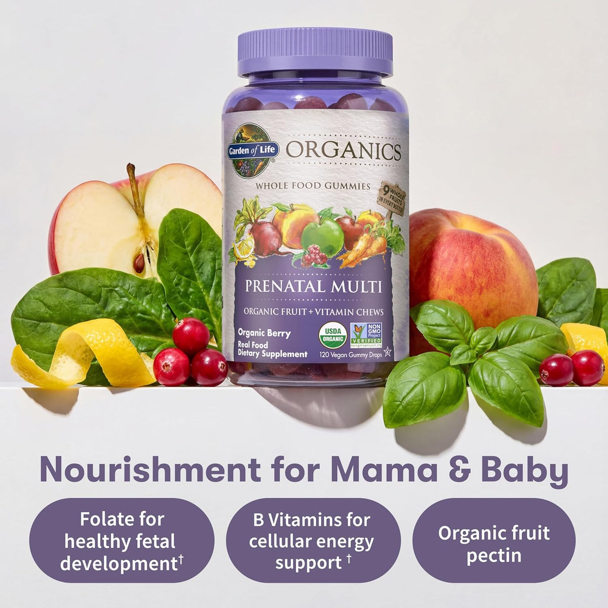 Garden of Life Organics Prenatal Gummies – Berry Flavour, 30-Day Supply - görsel 3