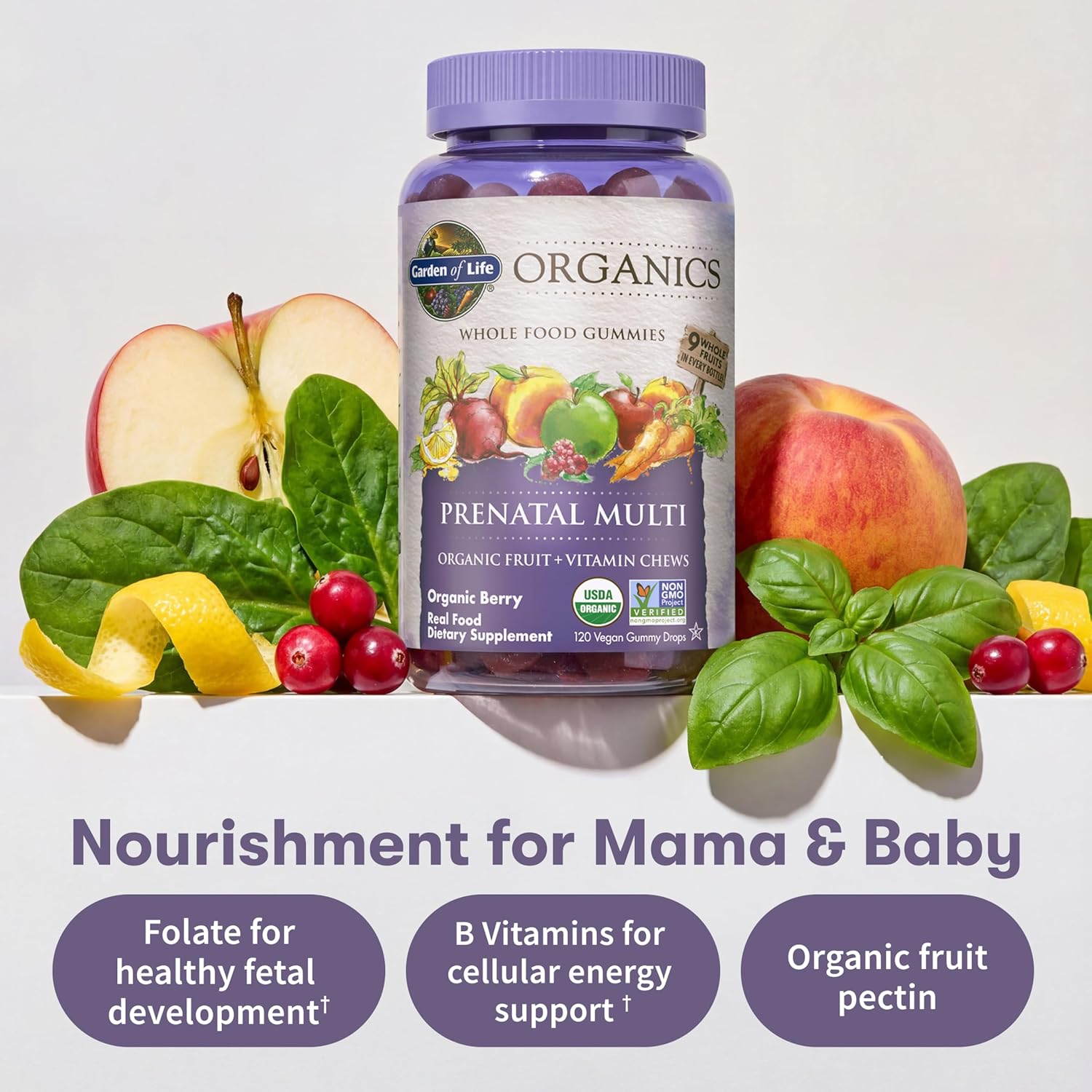 Garden of Life Organics Prenatal Gummies – Berry Flavour, 30-Day Supply - görsel 3