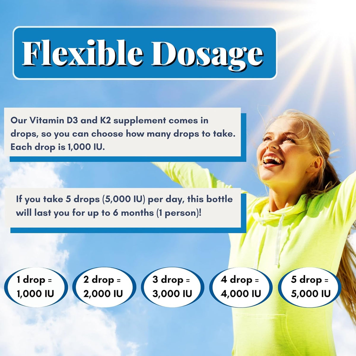 Vitamin D3 K2 Liquid Drops - 5000 IU D3 with K2 - 30ml - görsel 3