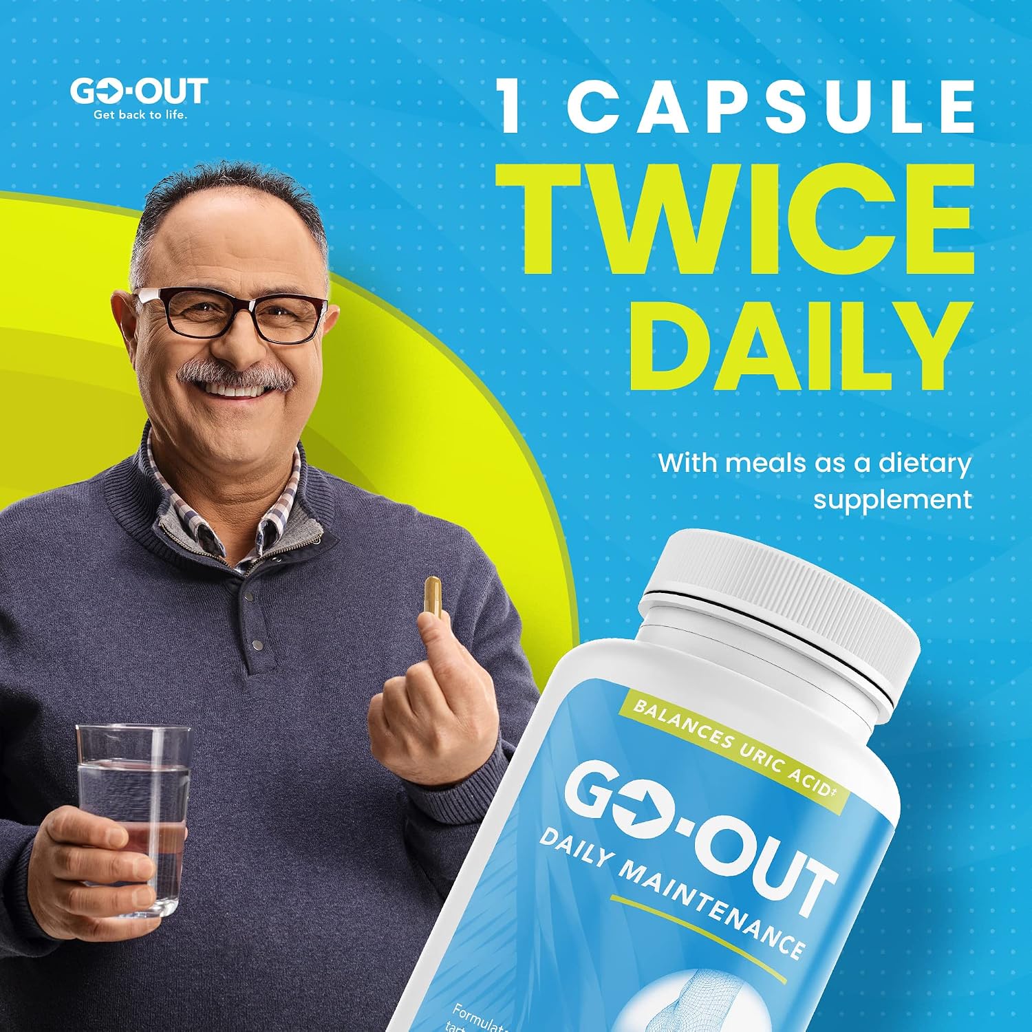 Go Out Daily Maintenance: Tart Cherry, Celery Seed & Turmeric Supplement for Uric Acid Support (90 Capsules) - görsel 2