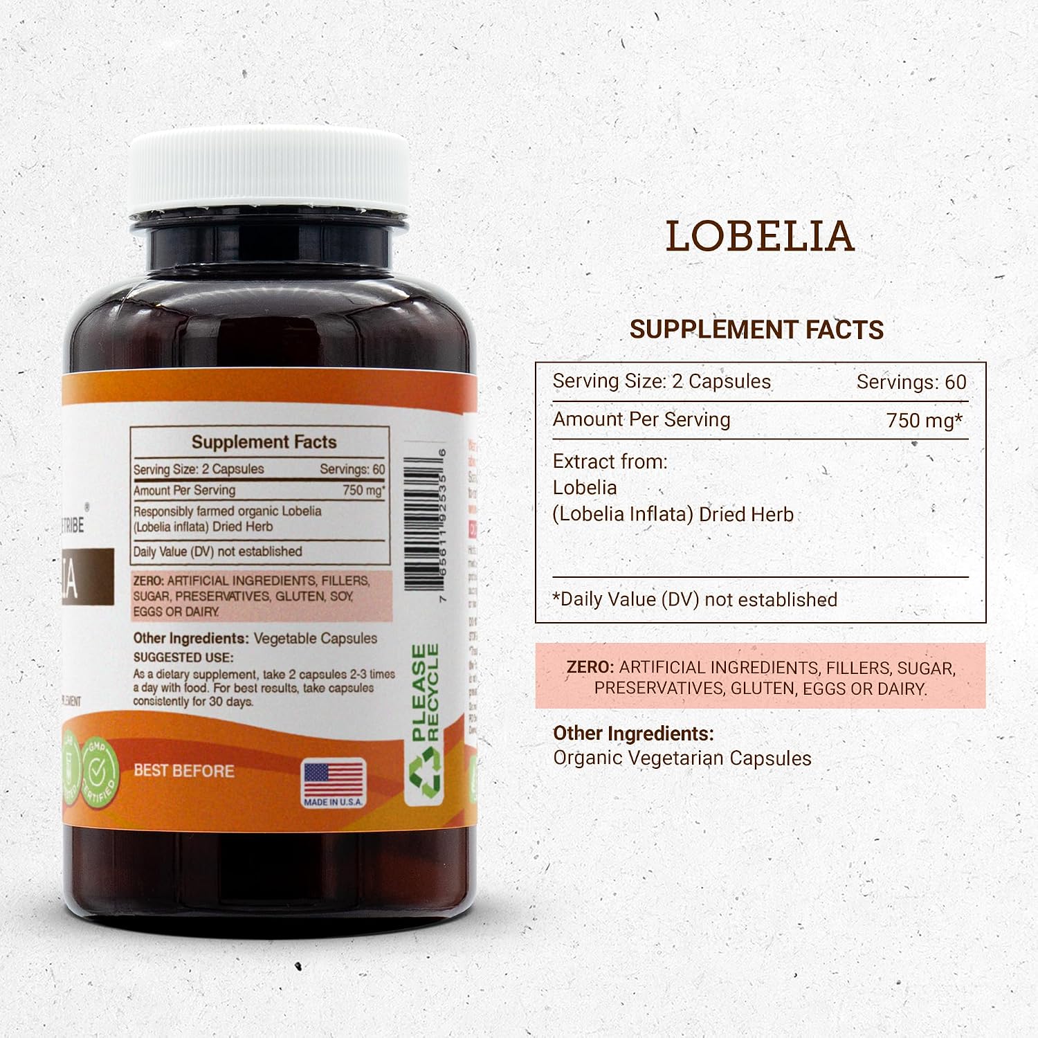 Secrets of the Tribe Lobelia 120 Capsules, 750 mg - görsel 3