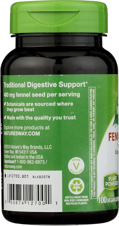 Nature's Way Fennel Seed, 480 mg per Serving, 100 Capsules