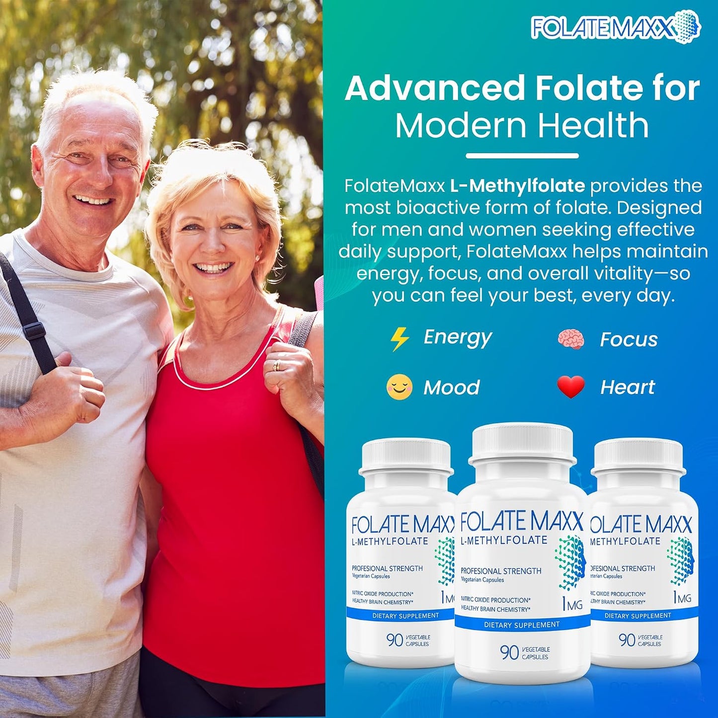 L-Methylfolate Supplement (1mg) - Professional Strength with Optimised Bioactive Methylfolate - 5-MTHF - Non-GMO, Gluten-free, Soya Free - 180 Vegetarian Capsules - görsel 2