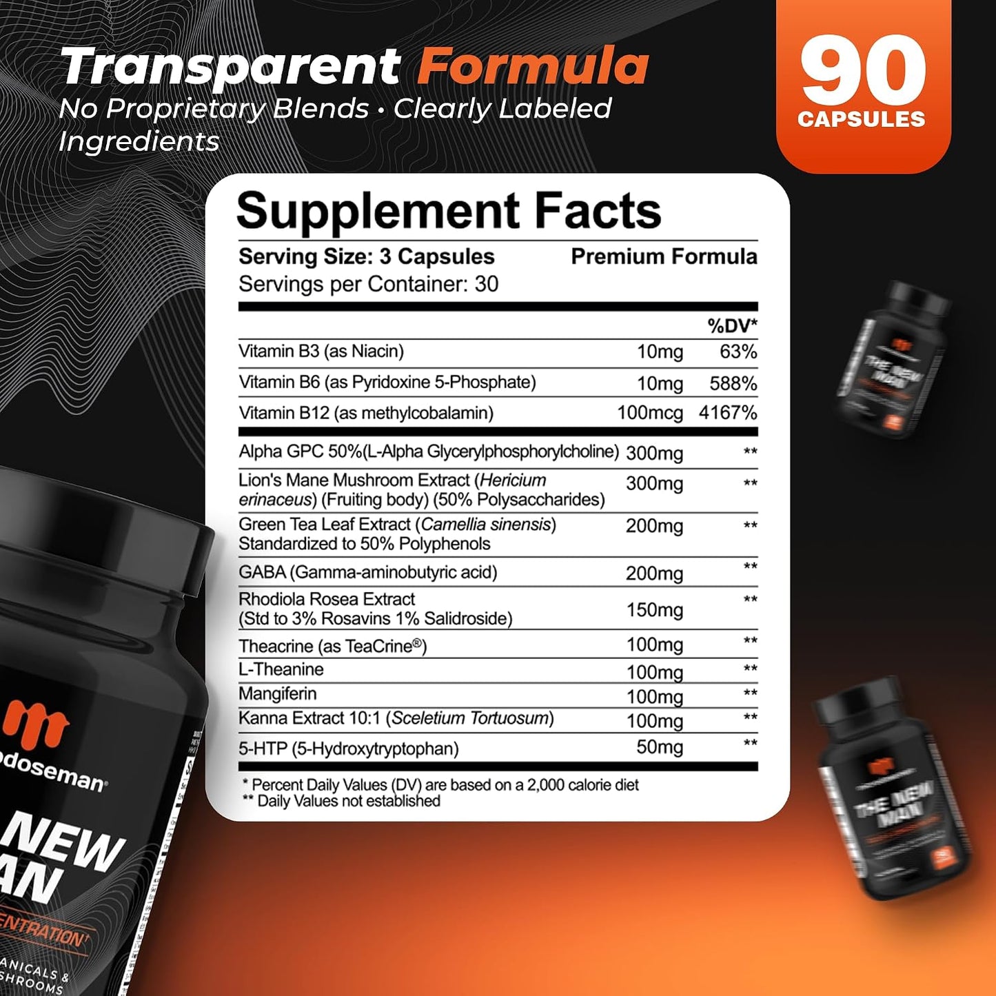 The New Man Brain Supplements for Memory and Focus, Brain Health - Concentration and Focus Supplement for Men - görsel 9