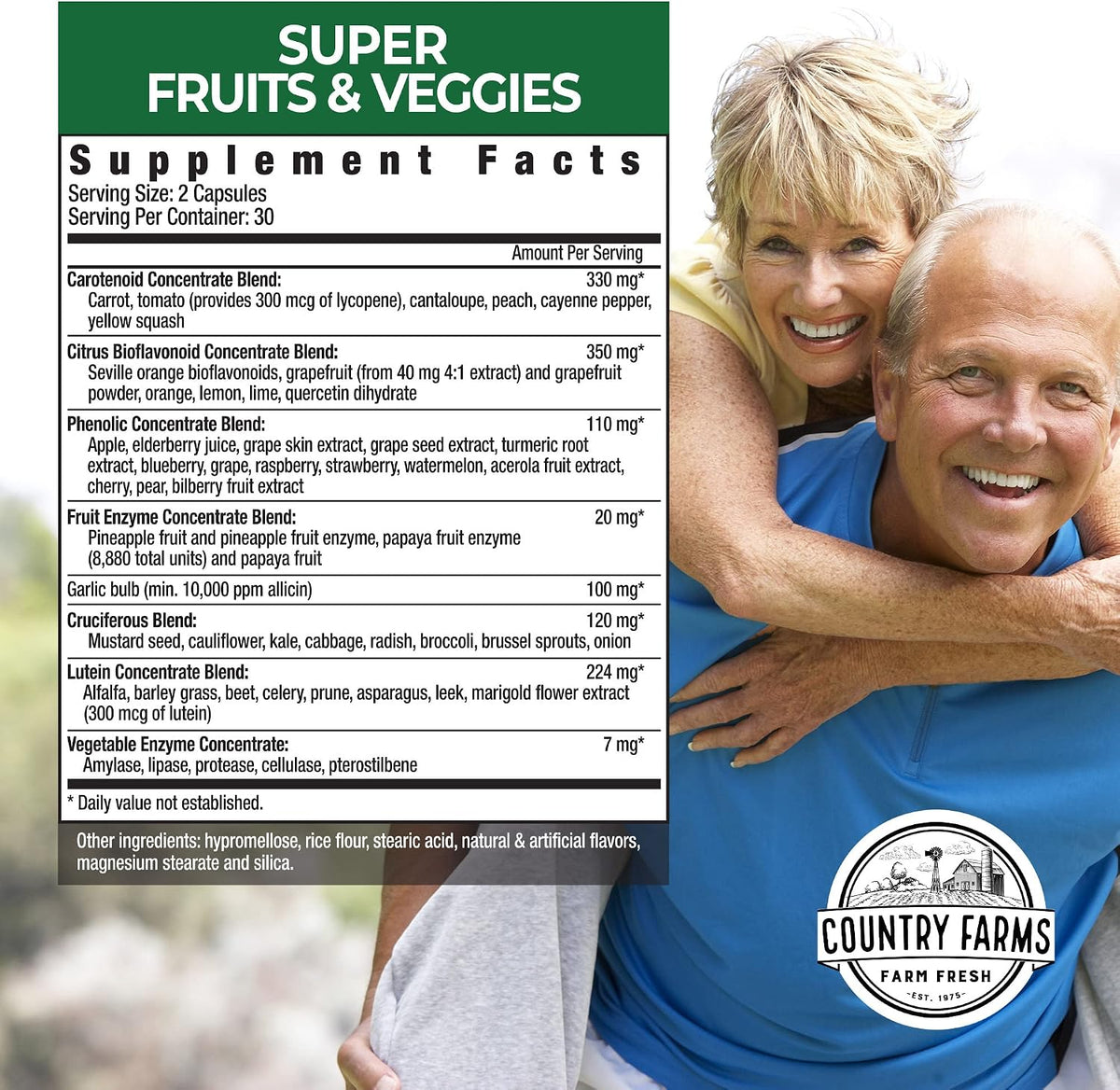 Country Farms Super Fruits and Veggies Capsules, 2 Pack - Whole Food Supplement with 30 Organic Superfoods - görsel 2