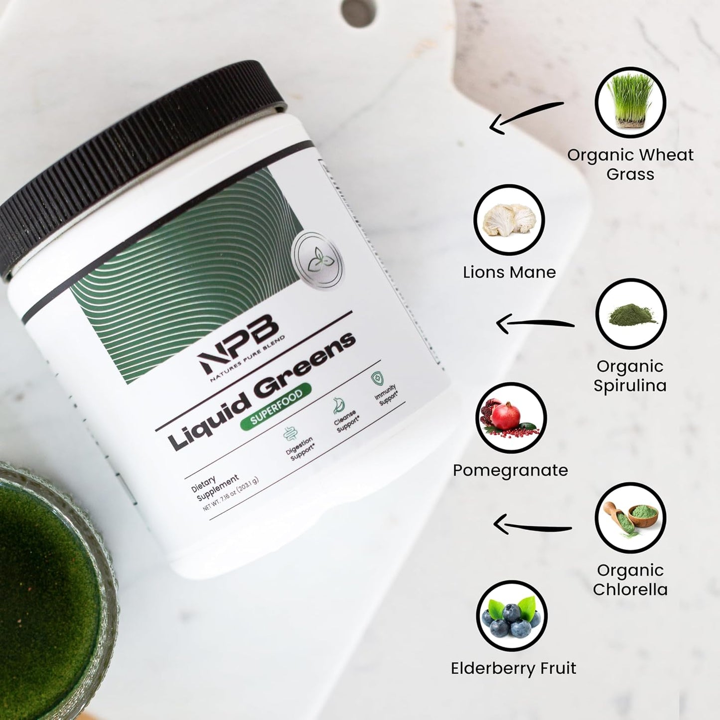 Nature's Pure Blend Super Greens Powder – Organic Greens Superfood Powder, Matcha Flavour, 30 Servings - görsel 4