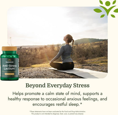 Swanson Women's Anti-Stress Formula with Lactium – 60 Capsules for Stress Relief, Relaxation and Sleep Support