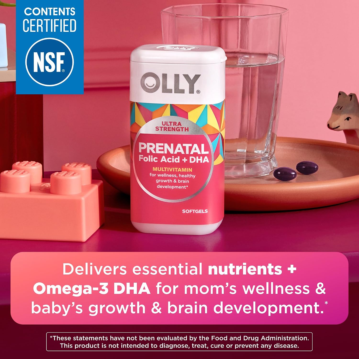 OLLY Ultra Strength Prenatal Multivitamin Softgels with DHA, Folic Acid, Iron, Vitamins B, C, D, E – 60 Softgels (30 Day Supply) - görsel 3