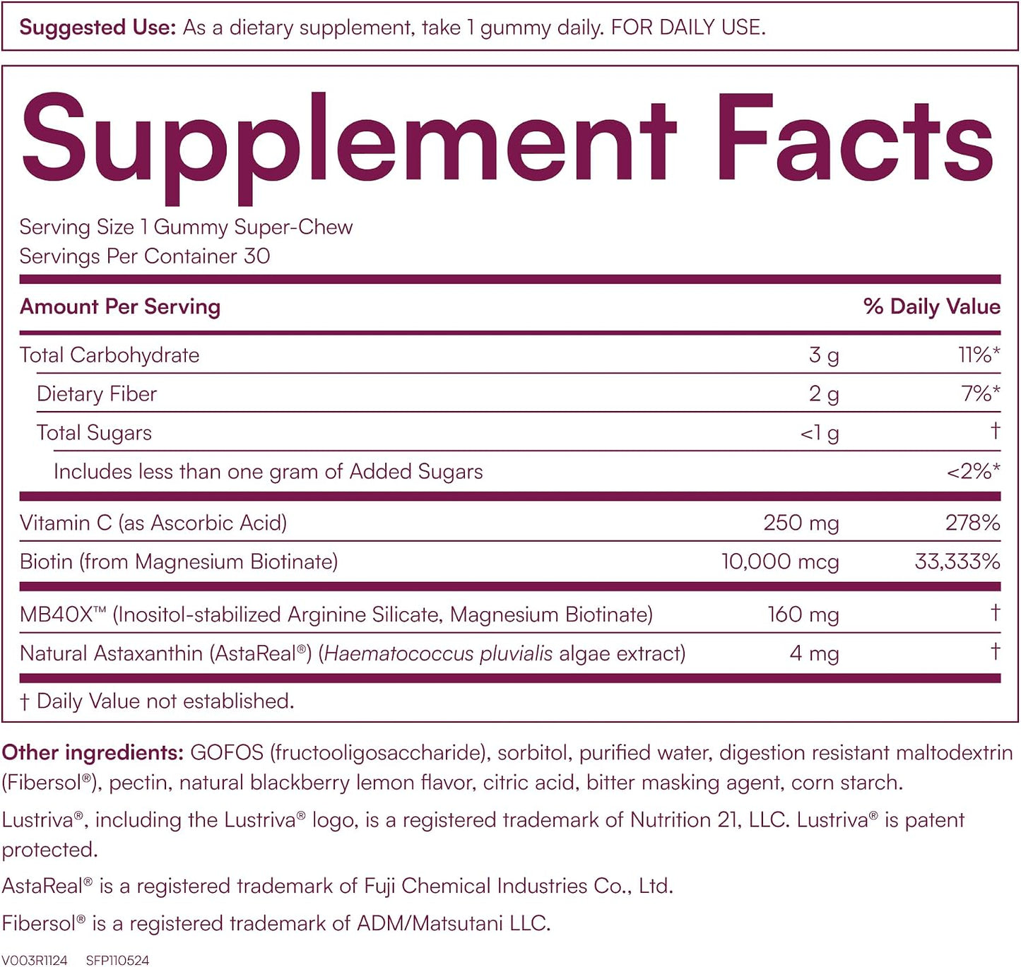 Purity Products MyBiotin ProClinical Gummies - MB40X Biotin Matrix with Astaxanthin for Thicker Hair & Smoother Skin, 30 Berry Gummy Chews - görsel 2