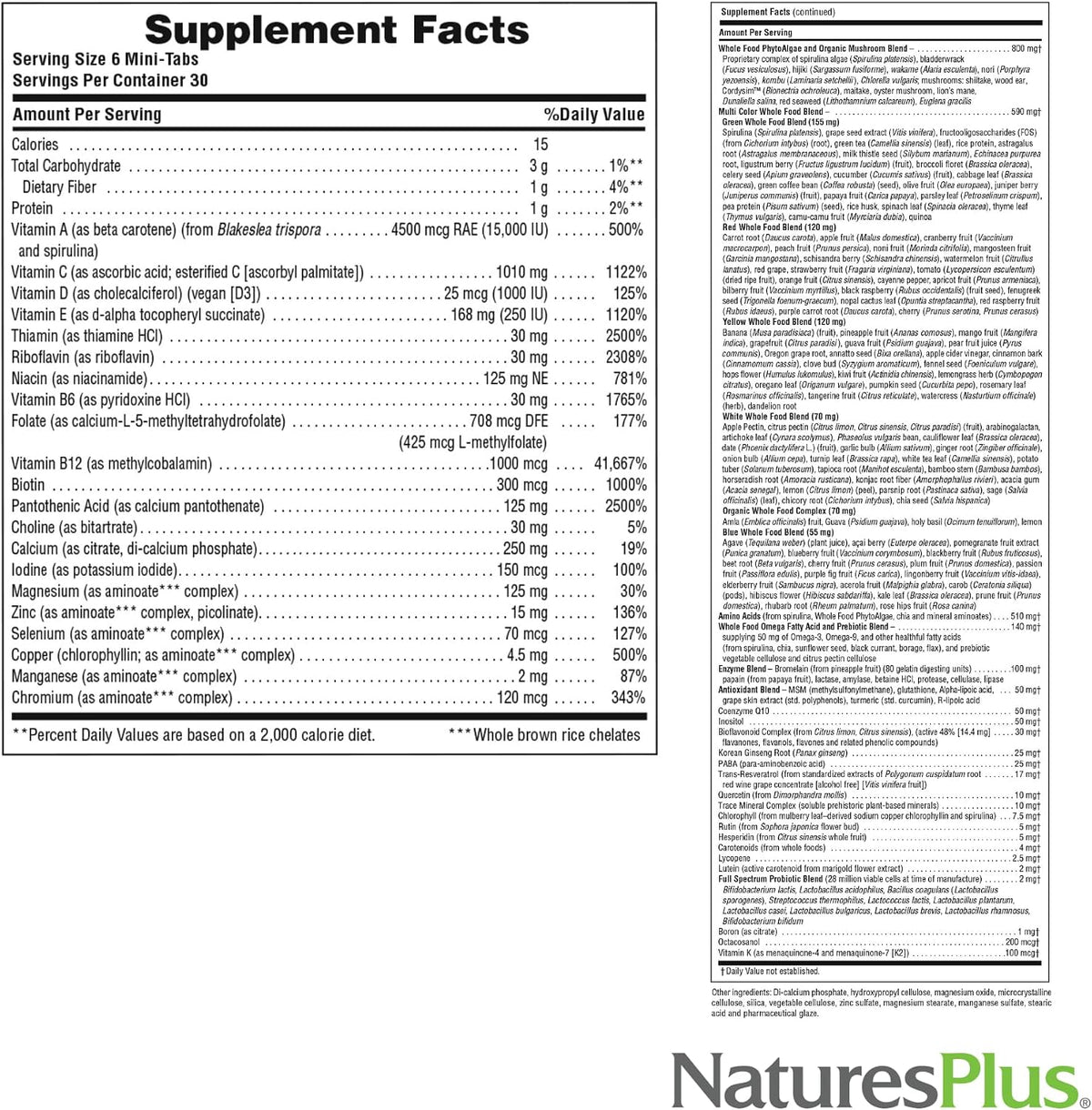 NaturesPlus Source of Life GOLD Multivitamin - 180 Mini-Tablets, Pack of 2 - With Vitamins D3, B12 & K2 - Vegetarian & Gluten-free - görsel 5