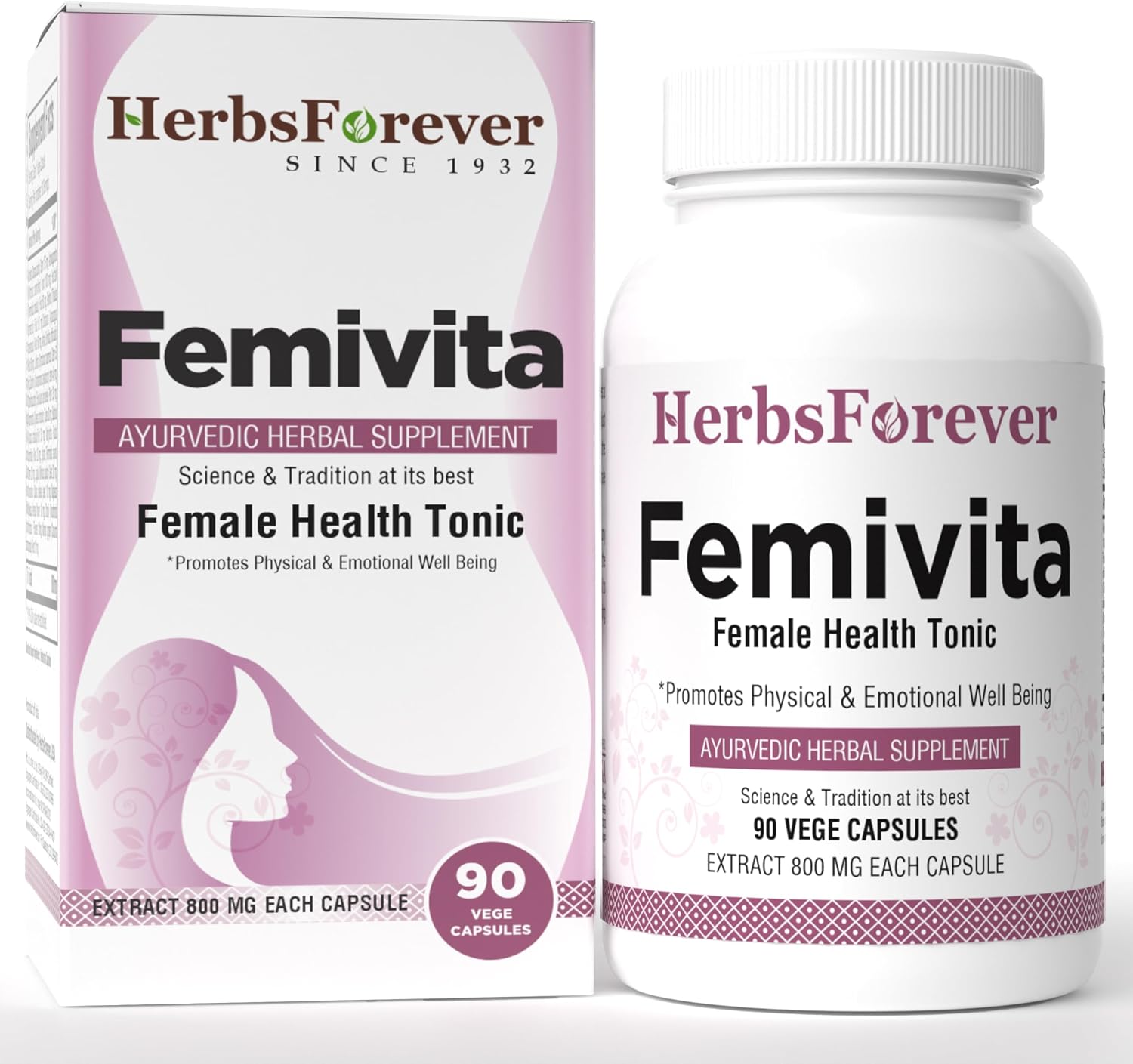 Herbsforever Femivita Capsules - Women's Health Supplement with Ayurvedic Herbs - 90 Vegetarian Capsules - görsel 1