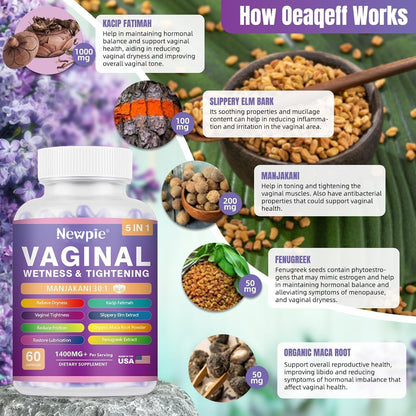 SUWENY Vaginal Moisturiser & Toning Capsules – Digestive Wellness: Slippery Elm also soothes the digestive tract, – Image 4
