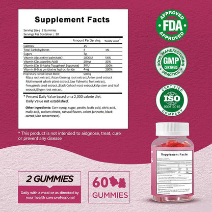 Natural BBL Gummies for Women – Natural Curve Support, 60 Count Bear-Shaped Chews with Herbal Extracts & Multivitamins, Berry Flavour
