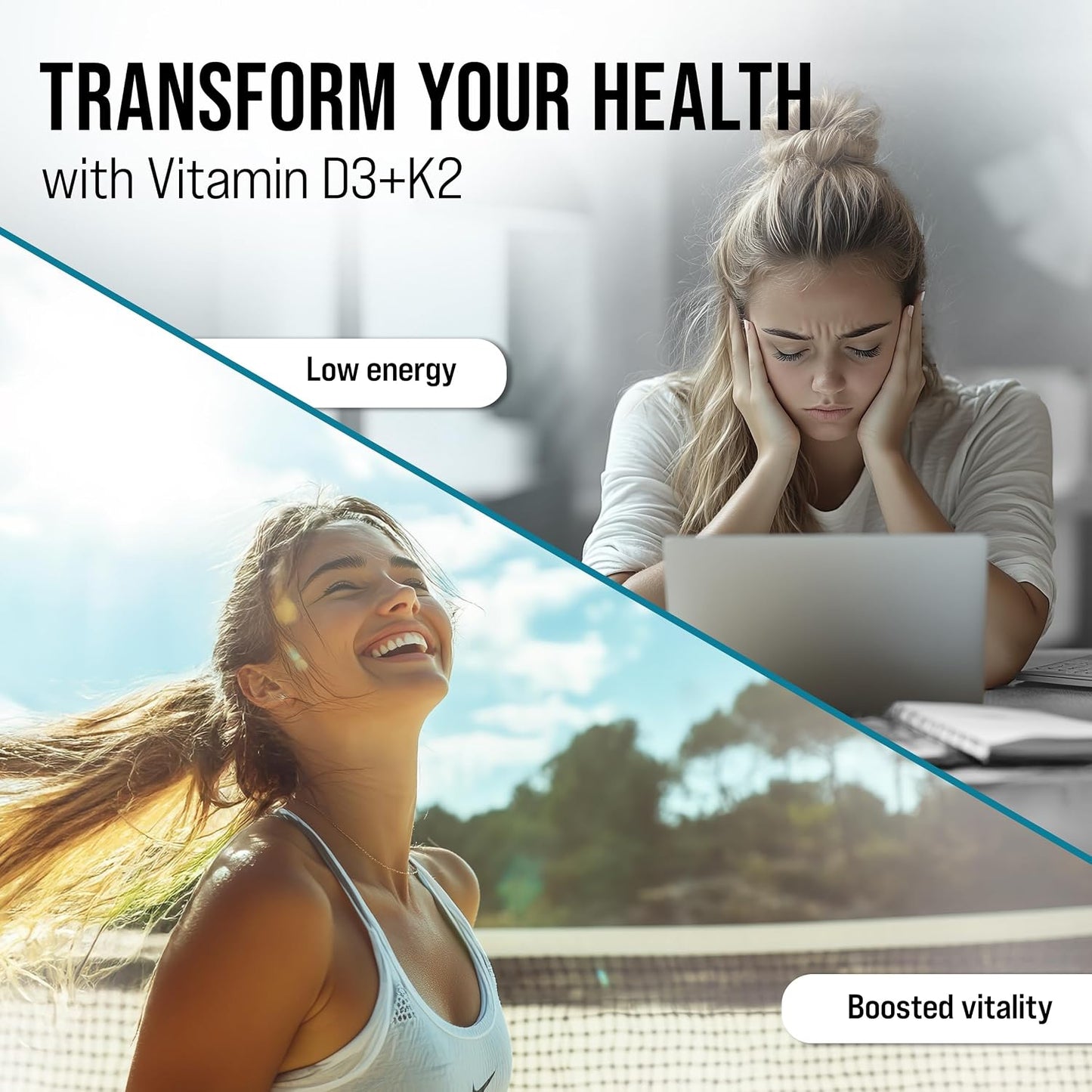 MERRY VITA Vitamin D3 K2 300 Soft gel capsules – 10,000 IU & 200 MCG K2 MK7 – Plant-Based, Vegan, Non-GMO, Gluten-free – Coconut Oil – Immune, Bone and Muscle Support - görsel 7