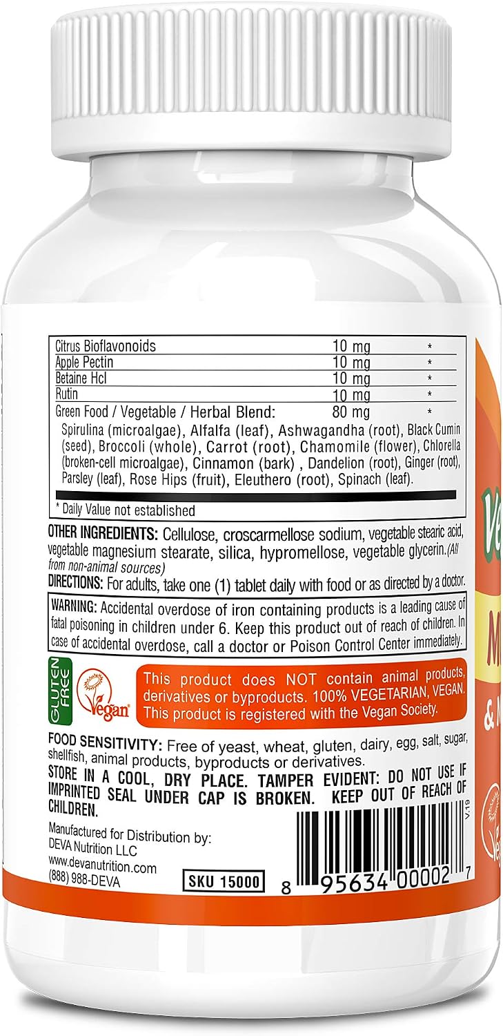 Deva Vegan Multivitamin and Mineral Supplement - 90 Coated Tablets - görsel 3