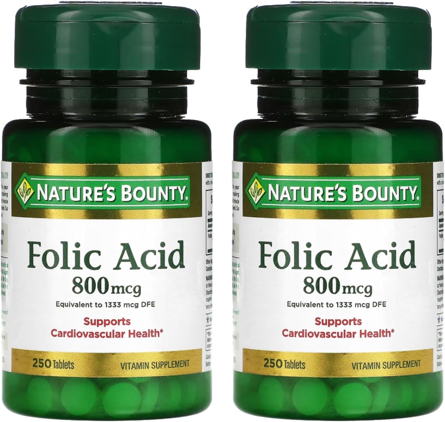 Folic Acid 800 mcg Tablets Maximum Strength, 4 Bottles (250 Count Each) - görsel 6