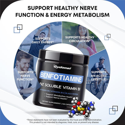 Benfotiamine with Vitamins B6, B12 & Black Pepper – 150 Capsules