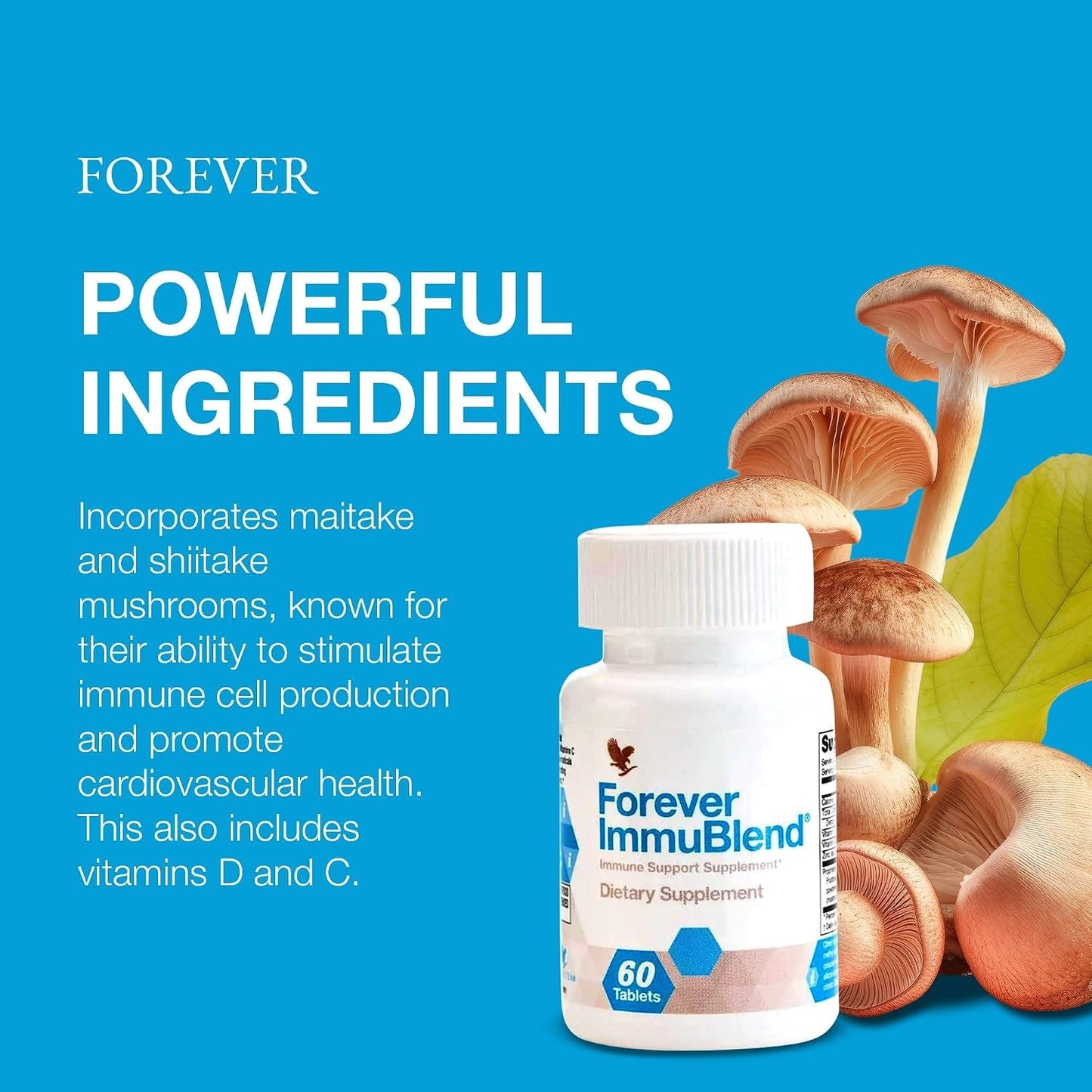 Forever ImmuBlend – Immune Support Supplement with Botanicals, Vitamins D & C, Maitake & Shiitake Mushrooms (60 Tablets) - görsel 7