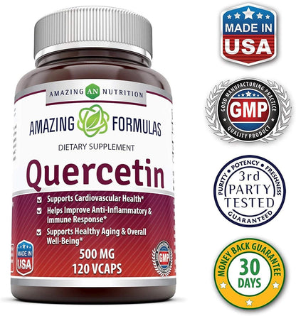 Amazing Formulae Quercetin 500 mg, 120 Veg Capsules – Dietary Supplement