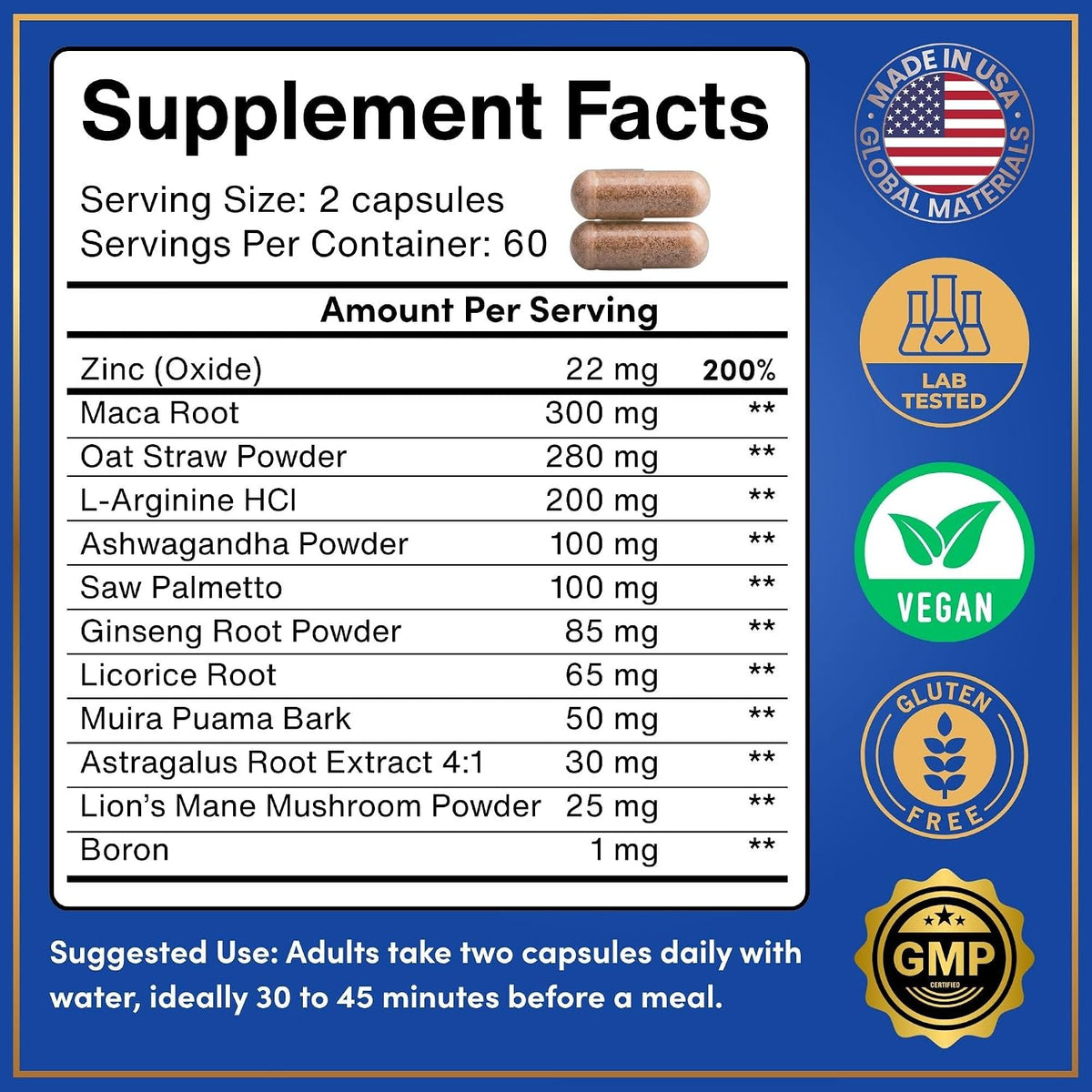 Fertility Supplements for Men – Prenatal Vitamins with Zinc, Maca, Ashwagandha, L-Arginine and Natural Extracts – Male – Image 4