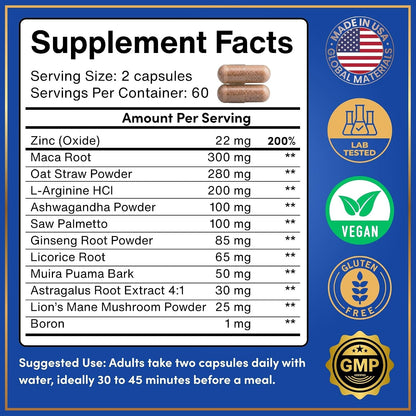 Fertility Supplements for Men – Prenatal Vitamins with Zinc, Maca, Ashwagandha, L-Arginine and Natural Extracts – Male – Image 4